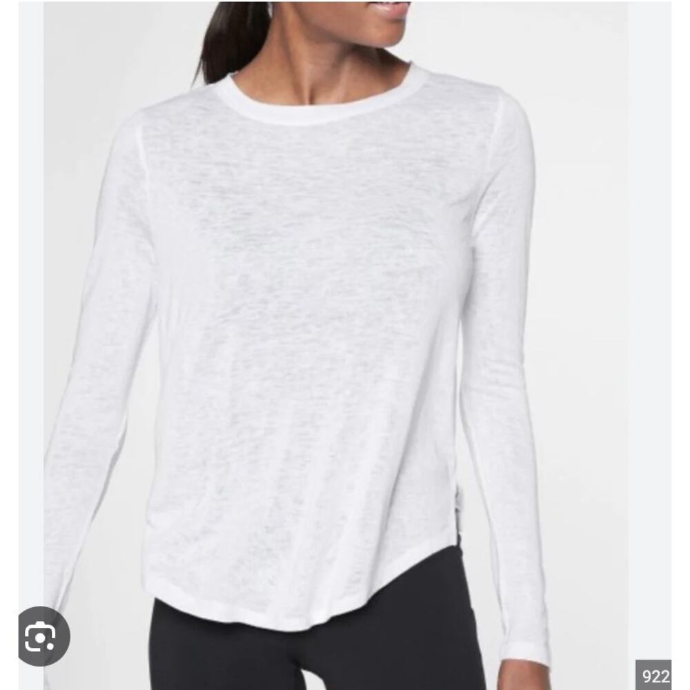 Athleta Breezy Long Sleeve Cut Out Top Women's XSmall White